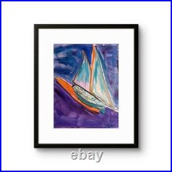 Sail Boat Unique Abstract Expressionism Wall Art Canvas