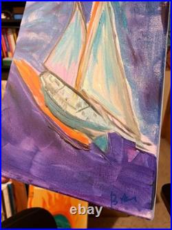 Sail Boat Unique Abstract Expressionism Wall Art Canvas