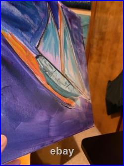 Sail Boat Unique Abstract Expressionism Wall Art Canvas