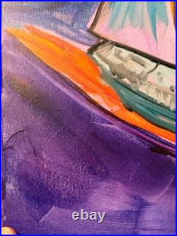 Sail Boat Unique Abstract Expressionism Wall Art Canvas