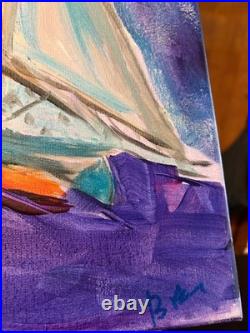 Sail Boat Unique Abstract Expressionism Wall Art Canvas