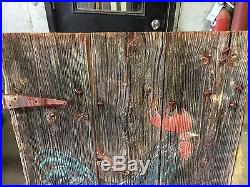 Salvaged PA barn door with folk art like painting of rooster GREAT detail 44x30