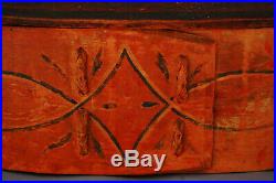 Scandinavian Folk Art Tine Bent Box 19th Century Painted Toleware RED