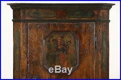 Schrank, German Hand Painted 1700's Antique Folk Art Dowry Armoire or Cabinet