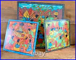 Set of 3 ORIGINAL EUNICE MCCLOSKEY FOLK ART PAINTING Rural Life Signed 12X12/8X8 Set of 3 ORIGINAL EUNICE MCCLOSKEY FOLK ART PAINTING Rural Life Signed 12X12/8X8