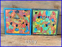 Set of 3 ORIGINAL EUNICE MCCLOSKEY FOLK ART PAINTING Rural Life Signed 12X12/8X8 Set of 3 ORIGINAL EUNICE MCCLOSKEY FOLK ART PAINTING Rural Life Signed 12X12/8X8