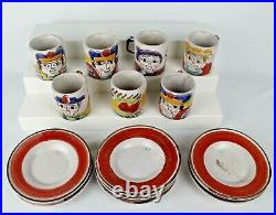 Set of 7 Desimone Italy Ceramic Hand Painted Espresso Cups & Saucers Signed