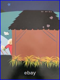 Sev Ickes Original Folk Art Painting Acrylic on Board Field at Night Sev Ickes Original Folk Art Painting Acrylic on Board Field at Night