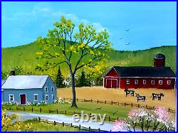 Sharon Mark Signed Original Folk Art Painting Hemmingford Quebec Canada Village