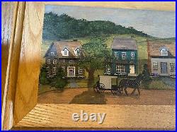 Shery Marchewka 1992 Amish Farm Folk Art Scene Oil Painting #2- Signed/Framed