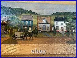 Shery Marchewka 1992 Amish Farm Folk Art Scene Oil Painting #2- Signed/Framed