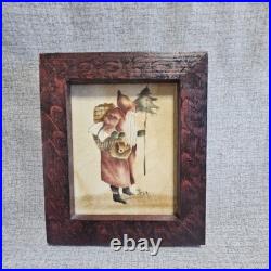 Signed Ann Rea Santa Claus Christmas Oil On Velvet Theorem Paintings Lot Of 3