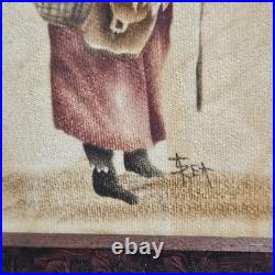 Signed Ann Rea Santa Claus Christmas Oil On Velvet Theorem Paintings Lot Of 3