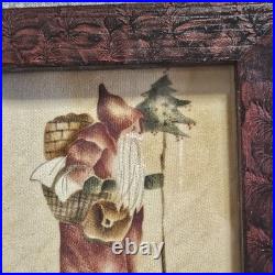 Signed Ann Rea Santa Claus Christmas Oil On Velvet Theorem Paintings Lot Of 3