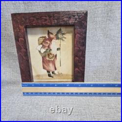 Signed Ann Rea Santa Claus Christmas Oil On Velvet Theorem Paintings Lot Of 3