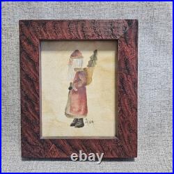 Signed Ann Rea Santa Claus Christmas Oil On Velvet Theorem Paintings Lot Of 3