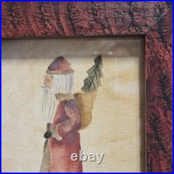 Signed Ann Rea Santa Claus Christmas Oil On Velvet Theorem Paintings Lot Of 3