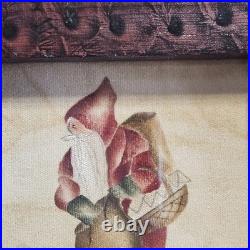 Signed Ann Rea Santa Claus Christmas Oil On Velvet Theorem Paintings Lot Of 3