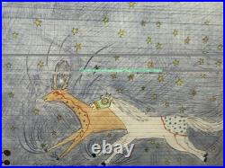 Signed Folk Art The Milky Way Folk Art Deer And Wild Horse Framed In Glass