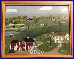 Signed Nancy, 2007. Amazing Americana folk art painting reminiscing on the 1800s