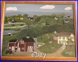 Signed Nancy, 2007. Amazing Americana folk art painting reminiscing on the 1800s