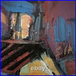 Signed Original Engraved Oil Painting Framed Abstract Folk Art
