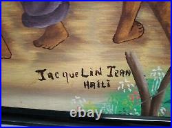 Signed Painting Haitian town party- celebration, Folk Art 30 x 40