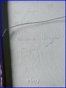 Signed Rojas'94 Folk Art Painting framed Village Scene criminal Art 19 X 22.5