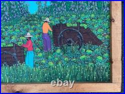 Signed Valton Murray 1991 Folk Art Painting Of Watermelon Farmers In Original FR
