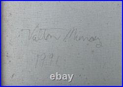 Signed Valton Murray 1991 Folk Art Painting Of Watermelon Farmers In Original FR