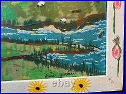 Signed Verna Zwicker Canadian Nova Scotia Folk Art Framed Painting 20 x 27