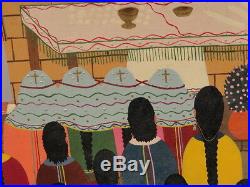 Signed Vintage Cotopaxi Ecuador Folk Art Painting Wedding Matrimonio