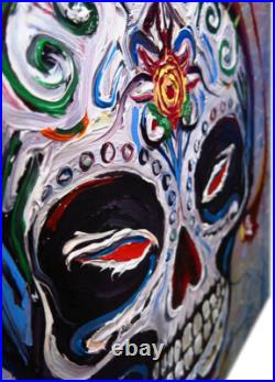 Skull Mask Oil? Painting Realism Art? Vintage Original? Day Of The Dead Skeleton Na