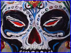 Skull Mask Oil? Painting Realism Art? Vintage Original? Day Of The Dead Skeleton Na