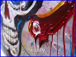 Skull Mask Oil? Painting Realism Art? Vintage Original? Day Of The Dead Skeleton Na