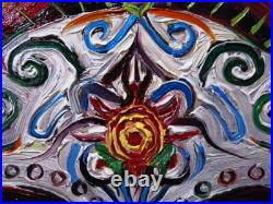 Skull Mask Oil? Painting Realism Art? Vintage Original? Day Of The Dead Skeleton Na