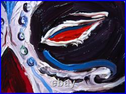 Skull Mask Oil? Painting Realism Art? Vintage Original? Day Of The Dead Skeleton Na