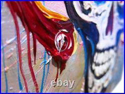 Skull Mask Oil? Painting Realism Art? Vintage Original? Day Of The Dead Skeleton Na