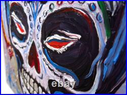 Skull Mask Oil? Painting Realism Art? Vintage Original? Day Of The Dead Skeleton Na