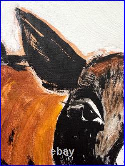 Sloog Original Art Modern Neutral Folk Art Painting on Canvas 11x14 Brown Piglet