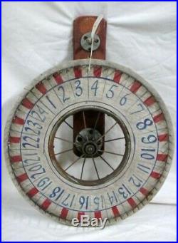 Small 15in Antique or Vintage Folk Art Painted Carnival Gaming Gambling Wheel