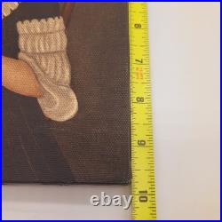 Small Unframed Folk Art Painting of a Woman with Cameo & Candle, By V. Faircloth