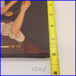 Small Unframed Folk Art Painting of a Woman with Cameo & Candle, By V. Faircloth