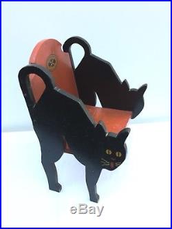 Spectacular 30s 40s Folk Art Deco Vintage Halloween Black Cat Childrens Chair