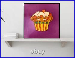 Stained glass painting, home gallery, art glass. Cupcakes