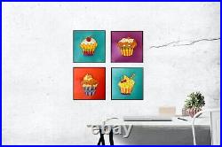 Stained glass painting, home gallery, art glass. Cupcakes