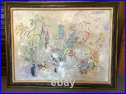 Sterling Strauser Large Floral Painting, 1986, multicolor good condition