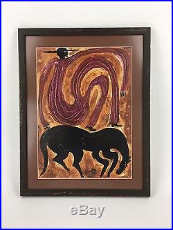 Steven Chandler Georgia Red Mud Folk Art Outsider Painting Horse & Man