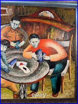 Streisand (1949) Folk Art Painting of Card Players