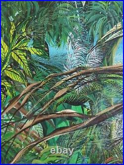 Stunning Colorful Forest Haitian Art Oil Painting By Jean Claude Louissaint 2416